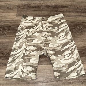 Light Grey Camo Biker Shorts